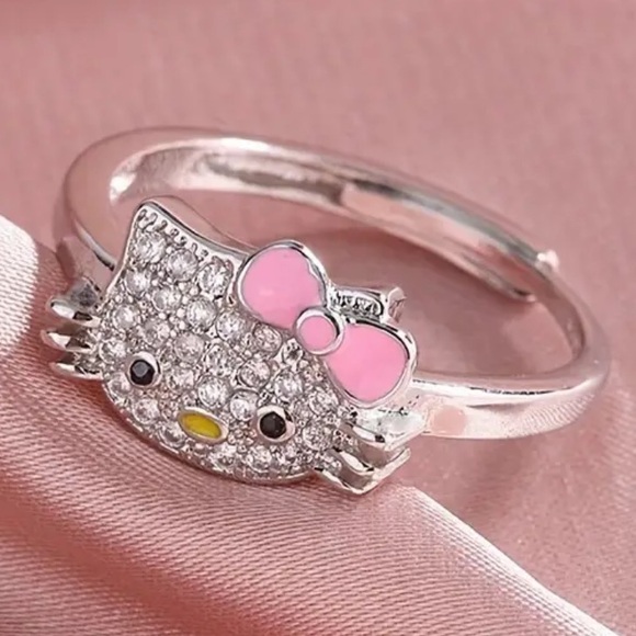 ‼️$7‼️ Hello Kitty Adjustable Ring Rhinestone Enamel Alloy - Picture 3 of 7
